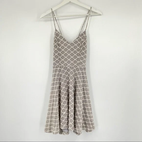 Urban Outfitters | Dresses | Urban Outfitters Kimchi Blue Grey And White  Criss Cross Back Skater Dress S | Poshmark